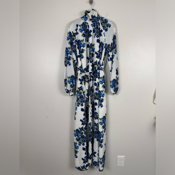 EMILIA WICKSTEAD Blue Flower Bouquet Elanda Crepe Georgette Dress - Picture 7 of 12